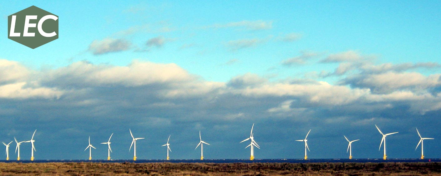 Scroby Sands offshore wind farm at Great Yarmouth Norfolk.